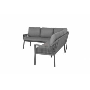 Tierra Outdoor Living Lounge Ecke links Anthrazit 3-teilig Teakholz