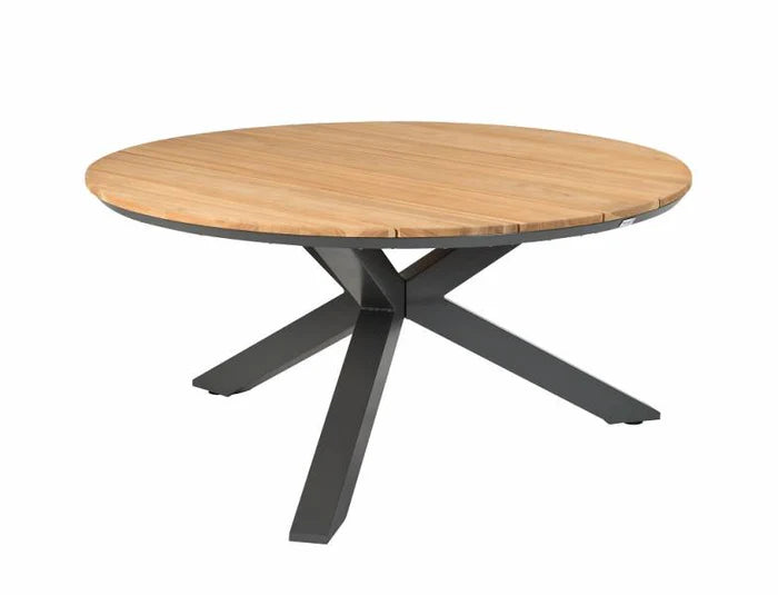 Tierra Outdoor Diningset Rivera black - Orbital teak charcoal Ø120cm 5-delig