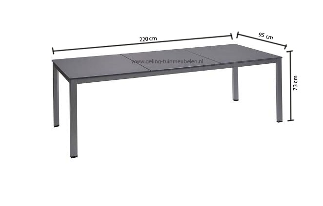 Kettler kubischer Schiefer 220x95cm Esstisch Anthrazit