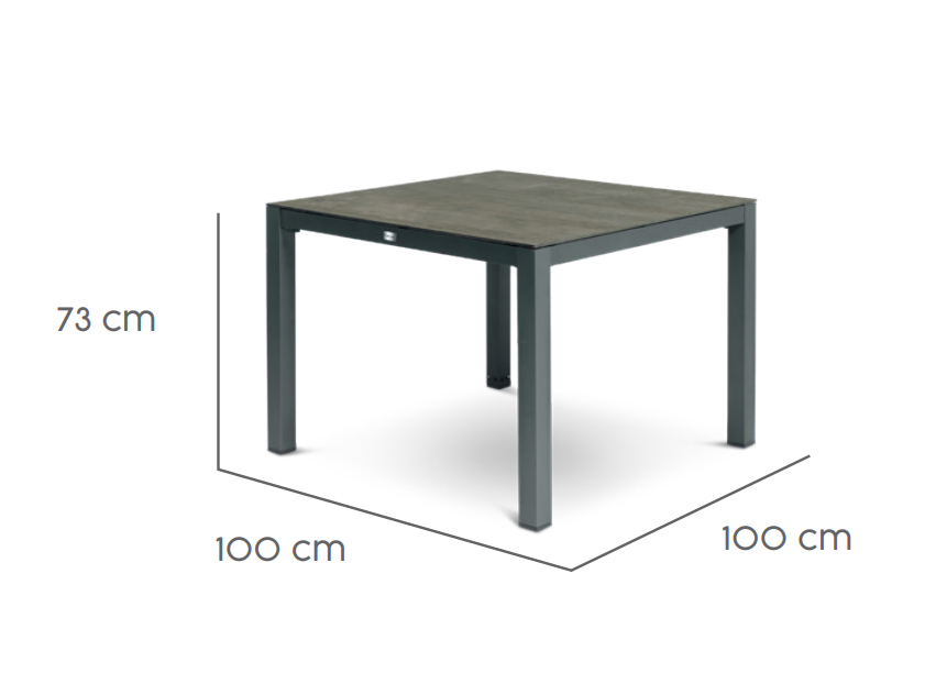 Tierra Outdoor-Esstisch Briga anthrazit-waldgrau 100x100cm