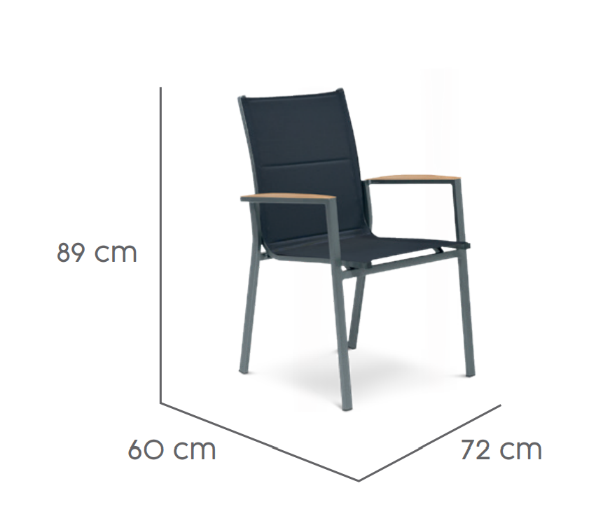 Tierra Outdoor-Stapelstuhl Foxx anthrazitfarbenes Teakholz