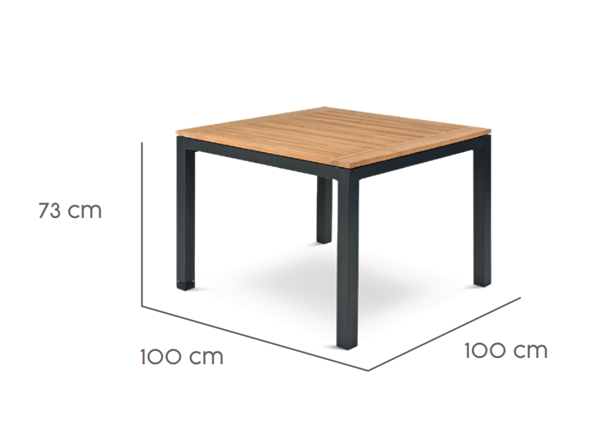 Tierra Outdoor-Esstisch Briga anthrazit-teak 100x100cm