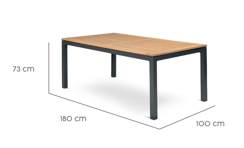 Tierra Outdoor-Esstisch Briga anthrazit-teak 180x100cm