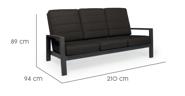 Tierra Outdoor Lounge Sofa 3-Sitzer Queens schwarz